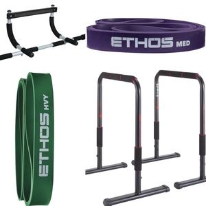 Workout gear sold together or separately - dip bar, pull up bar, resistance band